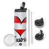 Travel Tumbler 2 Lids, with metal straw & cleaning brush (Stainless steel 304 Food grade, BPA free, 600ml)