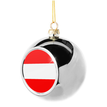 Austria flag, Silver 8cm Christmas tree ball ornament