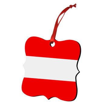 Austria flag, Χριστουγεννιάτικο στολίδι polygon ξύλινο 7.5cm