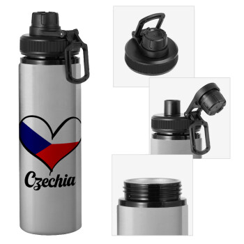 Czechia flag, Metallic water bottle with safety cap, 850ml aluminum