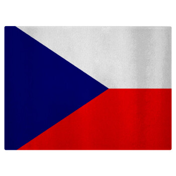 Czechia flag, Επιφάνεια κοπής γυάλινη (38x28cm)