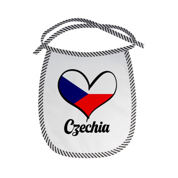 Czechia flag, Σαλιάρα μωρού αλέκιαστη με κορδόνι Μαύρη