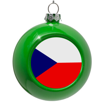 Czechia flag, Green Christmas tree ornament bauble 8cm