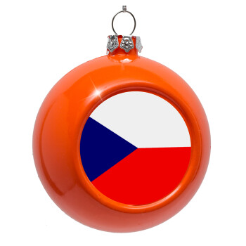 Czechia flag, Orange Christmas tree ornament bauble 8cm