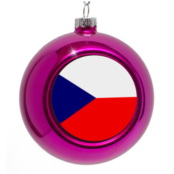 Czechia flag, Purple Christmas tree ornament bauble 8cm