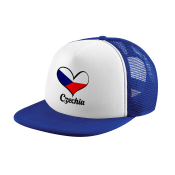 Czechia flag, Καπέλο Ενηλίκων Soft Trucker με Δίχτυ Blue/White (POLYESTER, ΕΝΗΛΙΚΩΝ, UNISEX, ONE SIZE)