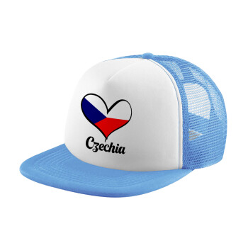 Czechia flag, Child's Soft Trucker Hat with Blue/White Mesh (POLYESTER, CHILD, ONE SIZE)