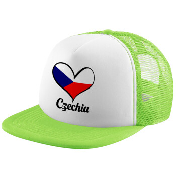 Czechia flag, Καπέλο Ενηλίκων Soft Trucker με Δίχτυ ΠΡΑΣΙΝΟ/ΛΕΥΚΟ (POLYESTER, ΕΝΗΛΙΚΩΝ, ONE SIZE)