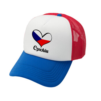 Czechia flag, Καπέλο Ενηλίκων Soft Trucker με Δίχτυ Red/Blue/White (POLYESTER, ΕΝΗΛΙΚΩΝ, UNISEX, ONE SIZE)