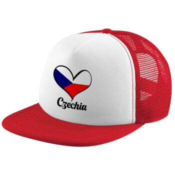 Czechia flag, Καπέλο παιδικό Soft Trucker με Δίχτυ ΚΟΚΚΙΝΟ/ΛΕΥΚΟ (POLYESTER, ΠΑΙΔΙΚΟ, ONE SIZE)