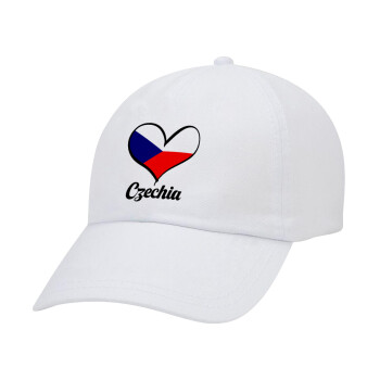 Czechia flag, Καπέλο Ενηλίκων Baseball Λευκό 5-φύλλο (POLYESTER, ΕΝΗΛΙΚΩΝ, UNISEX, ONE SIZE)