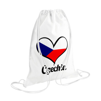 Czechia flag, Backpack pouch GYMBAG white (28x40cm)