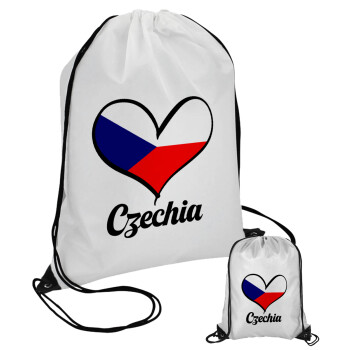 Czechia flag, Pouch bag with black cords (1 piece)