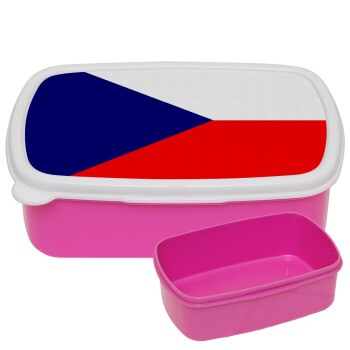 Czechia flag, ΡΟΖ παιδικό δοχείο φαγητού (lunchbox) πλαστικό (BPA-FREE) Lunch Βox M18 x Π13 x Υ6cm