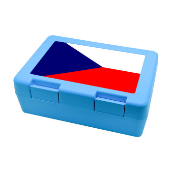 Czechia flag, Παιδικό δοχείο κολατσιού ΓΑΛΑΖΙΟ 185x128x65mm (BPA free πλαστικό)
