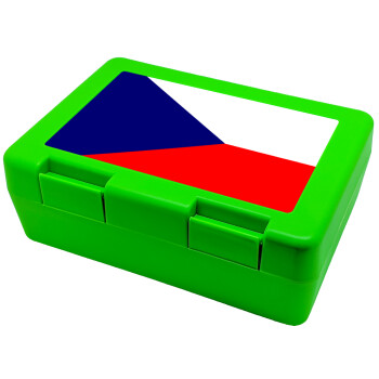 Czechia flag, Children's cookie container GREEN 185x128x65mm (BPA free plastic)