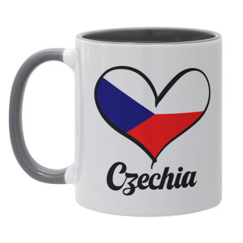 Czechia flag, Κούπα χρωματιστή γκρι, κεραμική, 330ml