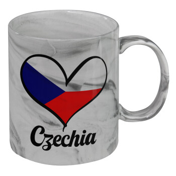 Czechia flag, Mug ceramic marble style, 330ml