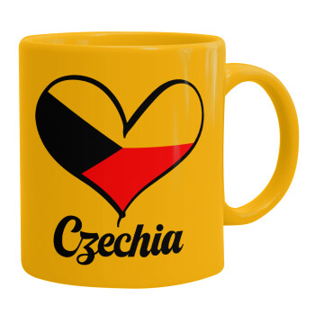 Czechia flag, Ceramic coffee mug yellow, 330ml