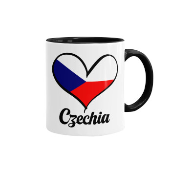 Czechia flag, Mug colored black, ceramic, 330ml