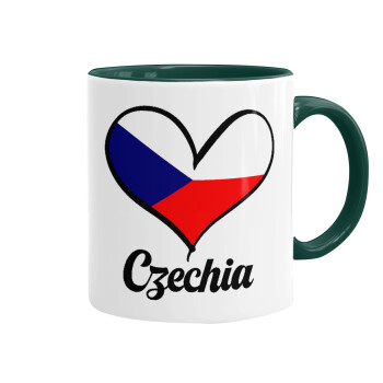 Czechia flag, Κούπα χρωματιστή πράσινη, κεραμική, 330ml