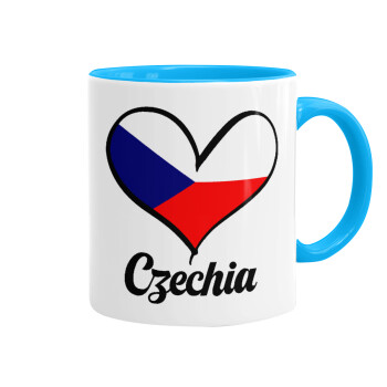 Czechia flag, Κούπα χρωματιστή γαλάζια, κεραμική, 330ml