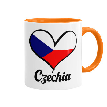 Czechia flag, Κούπα χρωματιστή πορτοκαλί, κεραμική, 330ml