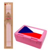 Easter Set, children's snack container PINK & scented flat Easter candle (30cm) (PINK)