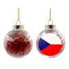 Transparent Christmas tree ball ornament with red filling 8cm