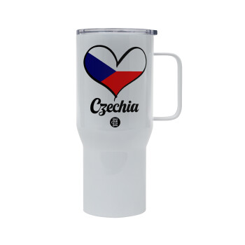 Czechia flag, Mega Stainless steel Tumbler with lid, double wall 750L