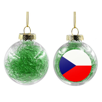 Czechia flag, Χριστουγεννιάτικη μπάλα δένδρου διάφανη με πράσινο γέμισμα 8cm