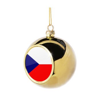 Czechia flag, Χριστουγεννιάτικη μπάλα δένδρου Χρυσή 8cm