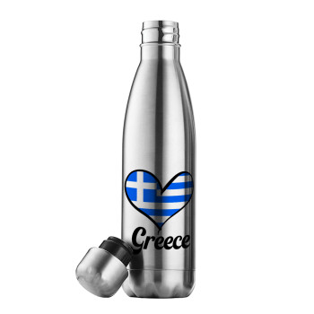 Greece flag, Inox (Stainless steel) double-walled metal mug, 500ml