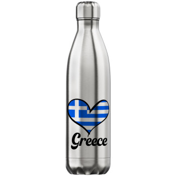 Greece flag, Inox (Stainless steel) hot metal mug, double wall, 750ml