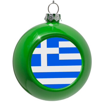 Greece flag, Green Christmas tree ornament bauble 8cm