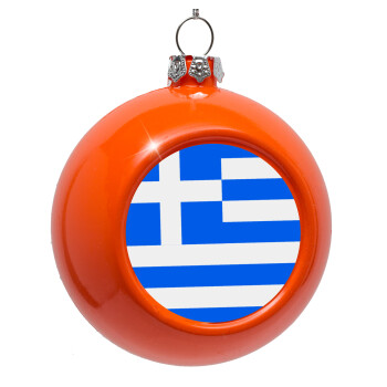 Greece flag, Στολίδι Χριστουγεννιάτικη μπάλα δένδρου Πορτοκαλί 8cm