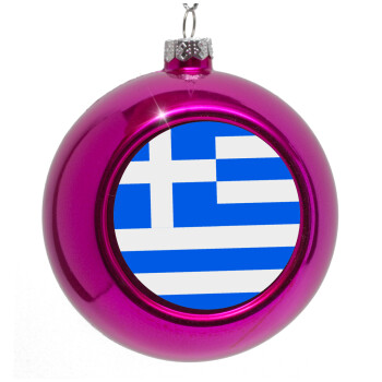 Greece flag, Purple Christmas tree ornament bauble 8cm