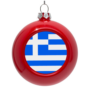 Greece flag, Red Christmas tree ornament bauble 8cm