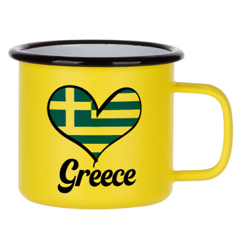 Greece flag, Metallic enamel MATT Yellow cup 360ml