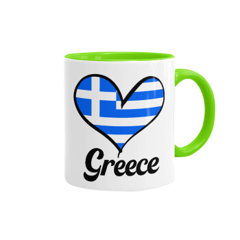 Greece flag, Mug colored light green, ceramic, 330ml