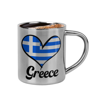 Greece flag, Double-wall metal cup for espresso (220ml)