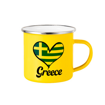 Greece flag, Yellow Enamel Metallic Cup 360ml