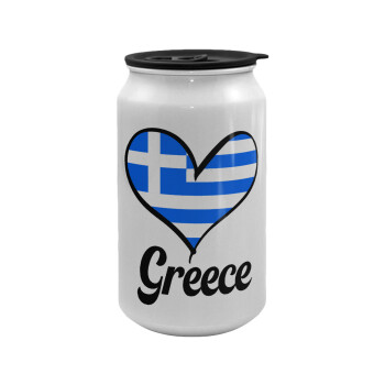 Greece flag, Κούπα ταξιδιού μεταλλική με καπάκι (tin-can) 500ml