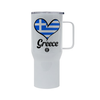 Greece flag, Mega Stainless steel Tumbler with lid, double wall 750L