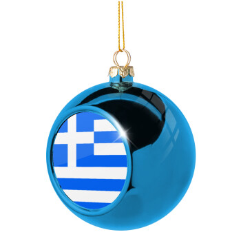 Greece flag, Χριστουγεννιάτικη μπάλα δένδρου Μπλε 8cm