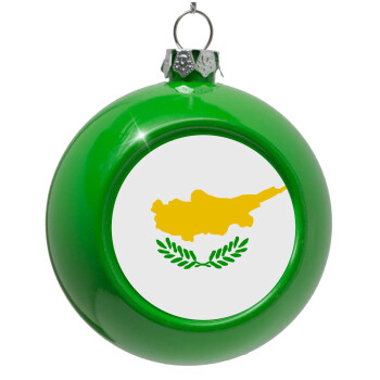 Cyprus flag, Green Christmas tree ornament bauble 8cm