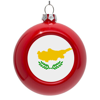 Cyprus flag, Στολίδι Χριστουγεννιάτικη μπάλα δένδρου Κόκκινη 8cm