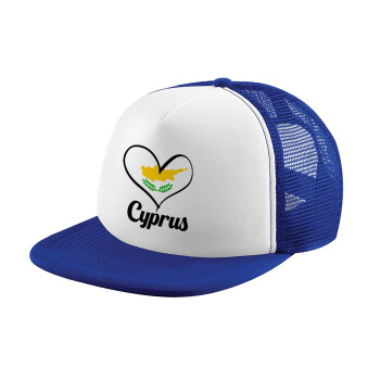 Cyprus flag, Καπέλο Ενηλίκων Soft Trucker με Δίχτυ Blue/White (POLYESTER, ΕΝΗΛΙΚΩΝ, UNISEX, ONE SIZE)