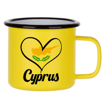 Cyprus flag, Metallic enamel MATT Yellow cup 360ml