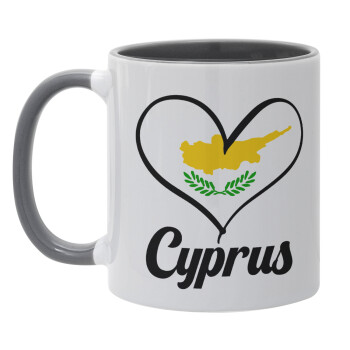 Cyprus flag, Κούπα χρωματιστή γκρι, κεραμική, 330ml